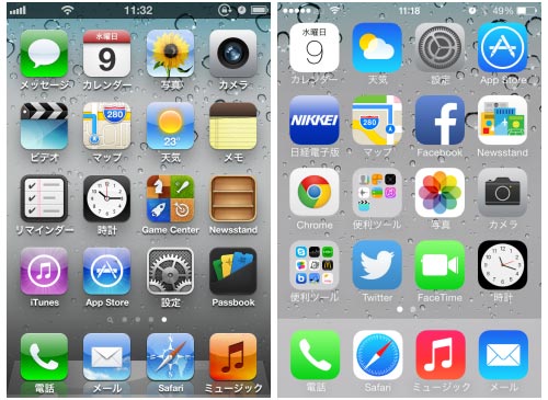 1iOS 6 ()iOS 7 ()ΰ㤤iPhoneΥ̤ۡǸ롡iOS 6ǤΩδäiOS 7ǤϥեåȤʴѤäƤ