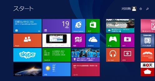 図1　Windows 8のタイル・インターフェース画面