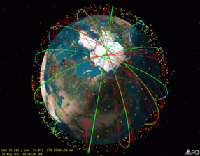 図2-3　イリジウム-コスモス衛星の衝突事故のデブリ　出典：Iridium 33/Cosmos 2251 Collision, Celes TraK,　celestrak.com/events/collisionよりDr. C. Trakの許可を得て引用
