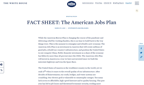 FACT SHEET: The American Jobs Plan