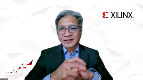 図1　オンライン会見で答えるXilinx CEOのVictor Peng氏