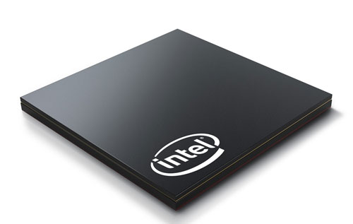 図1　ICパッケージサイズ12mm角のPC向け3次元ICプロセッサ　出典：Intel