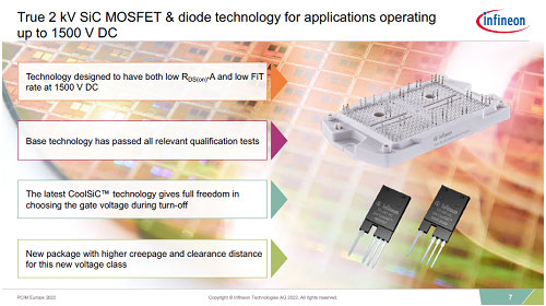 True 2kV SiC MOSFET & diode technology for applications operating up to 1500 V DC / Infineon Technologies