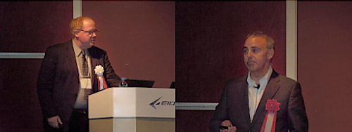 図1　EIDEC Symposiumで講演したIntel Krautschik氏(左)とASML Jenkins氏(右)