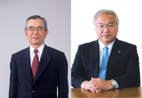 日立製作所次期社長兼会長の川村隆氏、芝次期社長の佐々木則夫氏